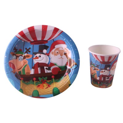 Christmas party supplies Christmas holiday disposable paper plates, paper cups decorations