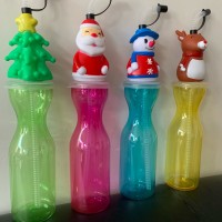 Plastic straw bottle cartoon milk tea bottle Christmas tree Santa snowman reindeer shaped bottles